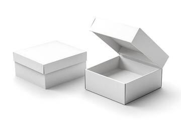 Blank White Cardboard Box Mockup with Open Lid
