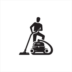 3d person with a vacuum cleaner