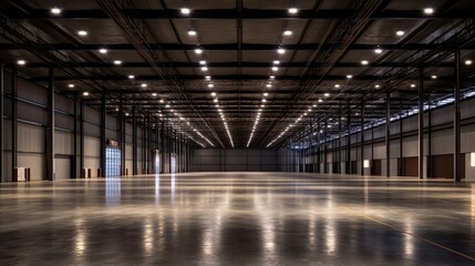 Empty Industrial Warehouse Interior, Ready for Customization