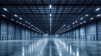 Empty Industrial Warehouse Interior, Ready for Customization
