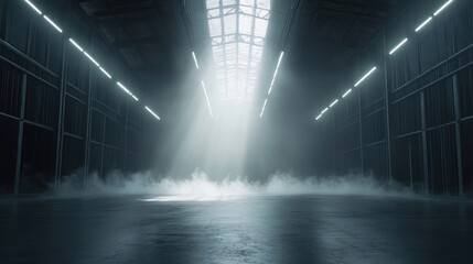 Empty Industrial Warehouse Interior, Ready for Customization