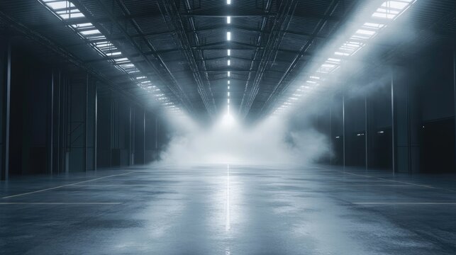 Empty Industrial Warehouse Interior, Ready for Customization