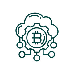 Cloud Bitcoin Mining Icon. Cryptocurrency Mining and Cloud Computing Symbol