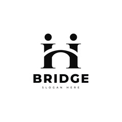 bridge connect modern logo design vector