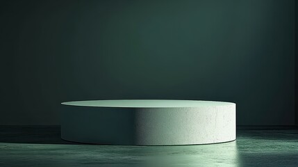 Cylindrical Platform Against Dark Green Background