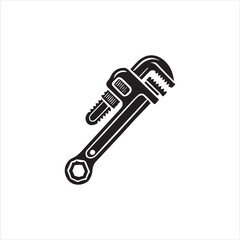 Minimalist Adjustable Wrench Vector Illustration	