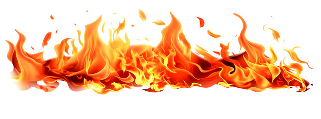 Fiery flames isolated on a white background, a vector illustration design with a clipping path