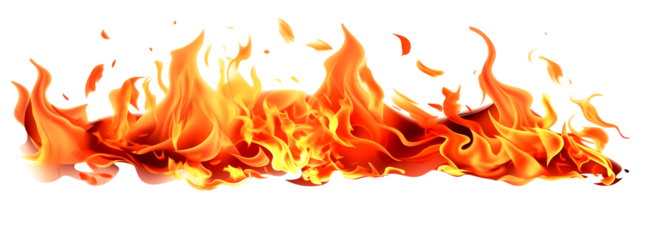 Fiery flames isolated on a white background, a vector illustration design with a clipping path