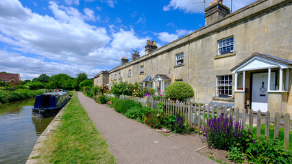 Canal cottages on the Kennet and Avon at Bathampton, Bath