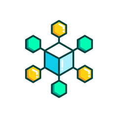 Blockchain Symbol Icon. Decentralized Network and Digital Ledger