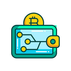 Crypto Digital Wallet Icon. Secure Cryptocurrency Storage and Transaction Symbol