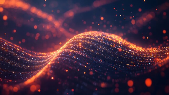 High-definition image of a zoomed-in DNA strand with glowing, translucent nucleotides, against a dark, abstract backdrop.