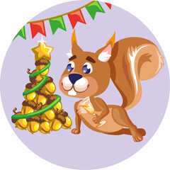 Christmas sticker Squirrel