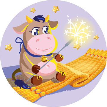 Christmas sticker Cow
