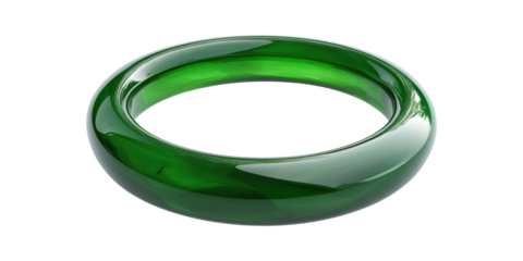 Green glass bangle bracelet isolated on transparent background