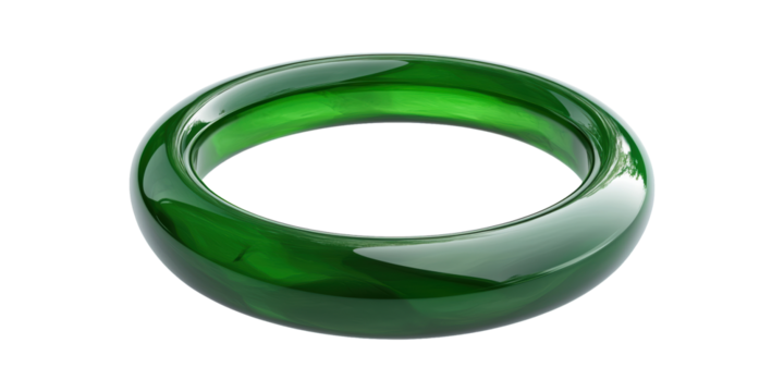 Green glass bangle bracelet isolated on transparent background