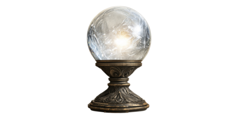 Crystal ball with ornate stand isolated on transparent background