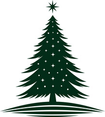 Obraz premium Christmas tree illustration in flat style icon for merry Christmas