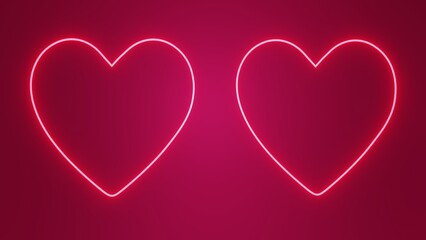Neon red heart on a red background