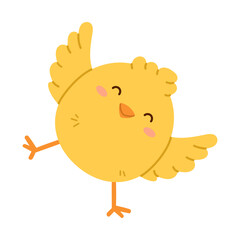 Happy little chick. Childish print for nursery, kids apparel, poster and postcard. Flat isolated vector illustration