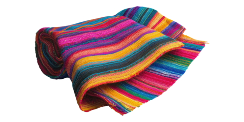 Colorful striped mexican blanket isolated on transparent background