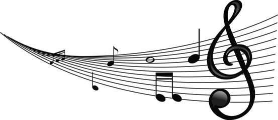 music notes on a white vector background