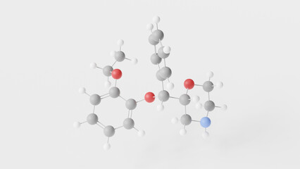 reboxetine molecule 3d, molecular structure, ball and stick model, structural chemical formula antidepressant