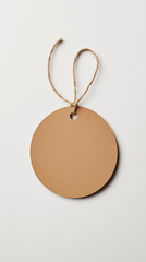 Mockup tag. Special offer label. Percent price tag. Premium labels. Mocha mousse color, brown tag isolated against a grey background.