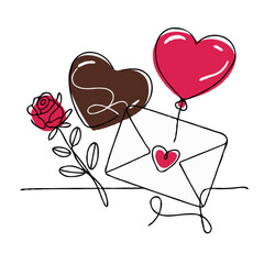 Romantic Valentines Day Chocolate Rose Heart Balloon Love Letter