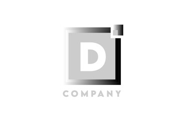 D grey gradient white square corporate letter alphabet logo icon design suitable for a company or business