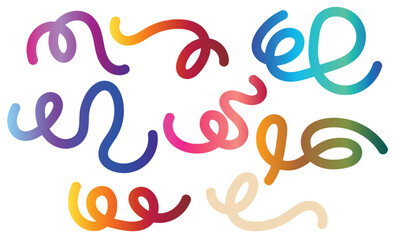 Abstract Background with Dynamic Colorful Line Shapes. Vector Geometric Pattern with Squiggle Gradient Elements.Color Squiggle Curve Pattern Shapes.