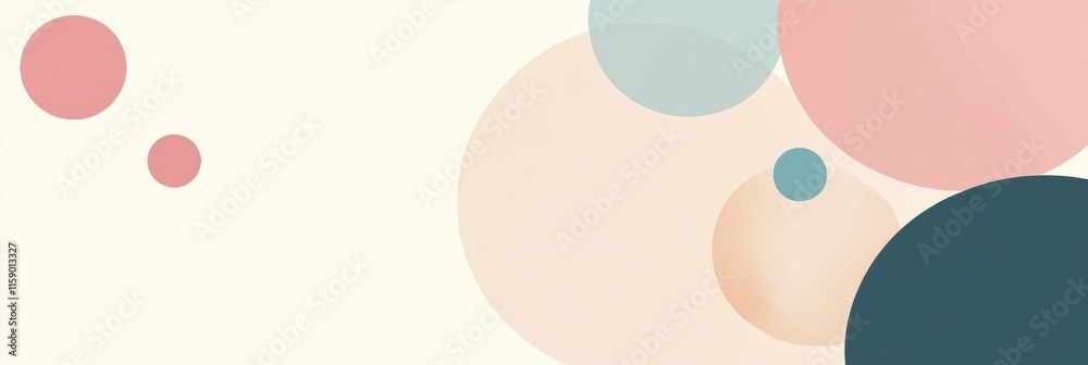 Poster Abstract geometric design featuring pastel circles and lines with ample copy space for creative expression. Generative AI