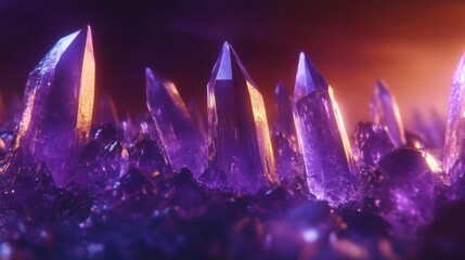 Ethereal Purple Crystal Landscape with Radiant Light Effects