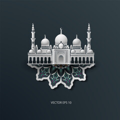 Beautiful Mosque Paper cut style for islamic background