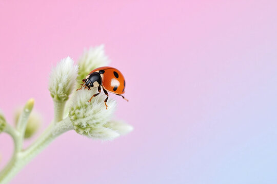 Ladybug perched on fluffy plant