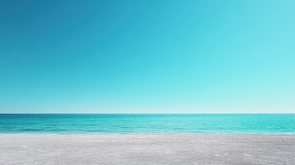 Fototapeta premium Ocean view under expansive clear blue sky with vibrant hue