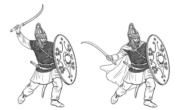 Dacian warriors on the attack. Dangerous and brave enemies of the Roman Empire.