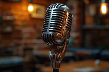 Retro microphone on stage