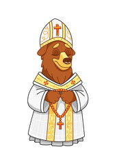 Illustration of a character bear bishop in a cute cartoon style.