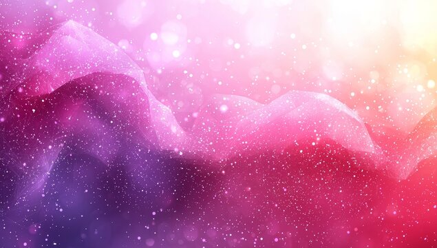 Abstract wide-screen backdrop with a pixelated surface, pink and purple hues, isolated by white highlights,  format
