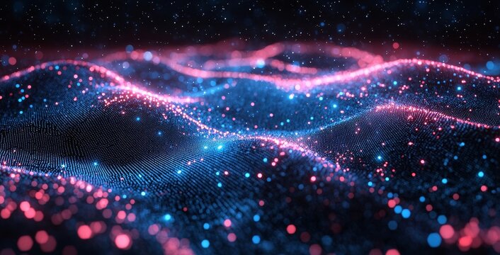 3D illustration, concept image showing embossed mesh for internet connections in cloud computing