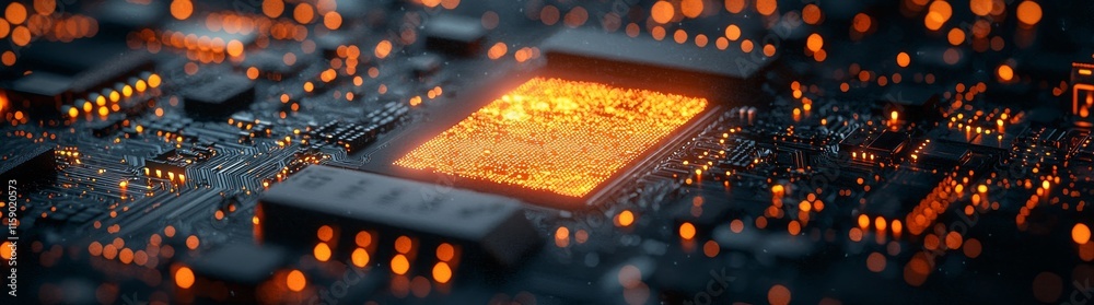 Aufkleber abstract technological background featuring various elements on a printed circuit board. depth of fi