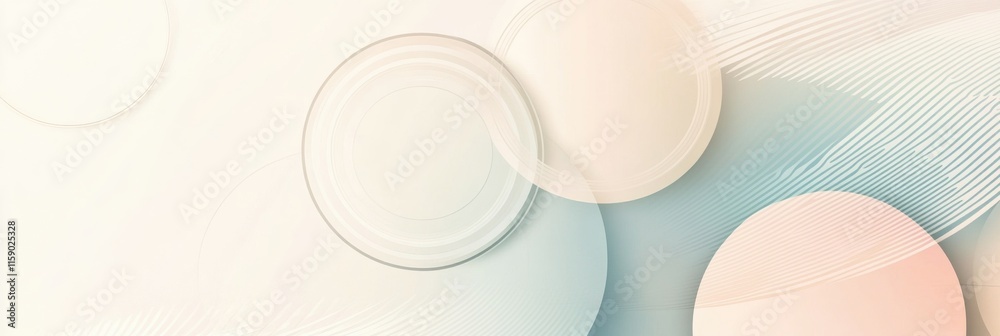Aufkleber Abstract geometric minimalist design featuring circles and lines in pastel tones with ample copy space for text or branding. Generative AI