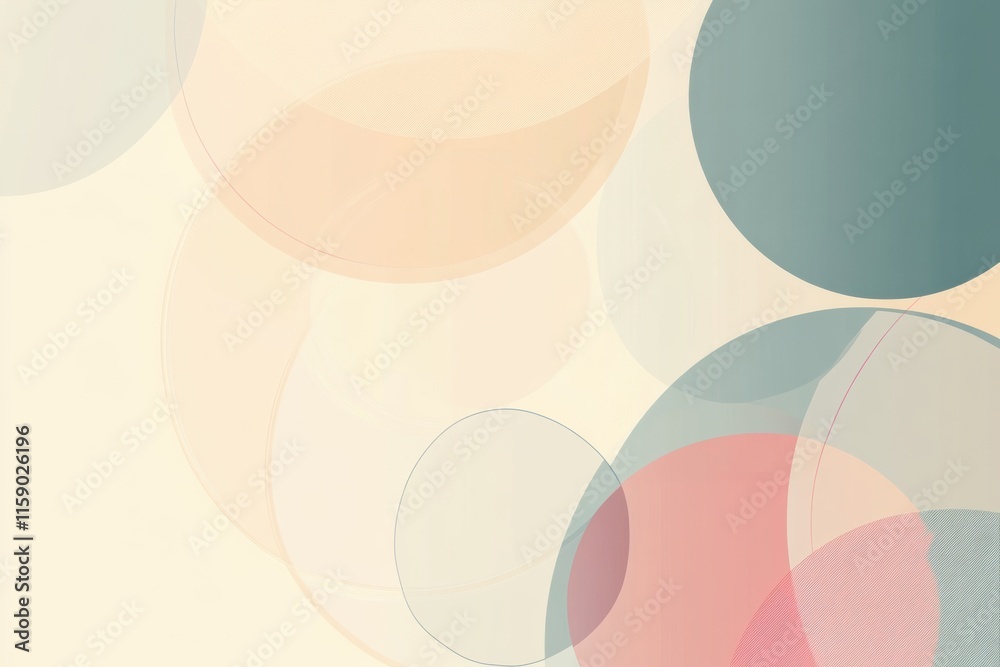 Fototapete minimalist abstract geometric design featuring circles and lines in soft pastel tones for effective 