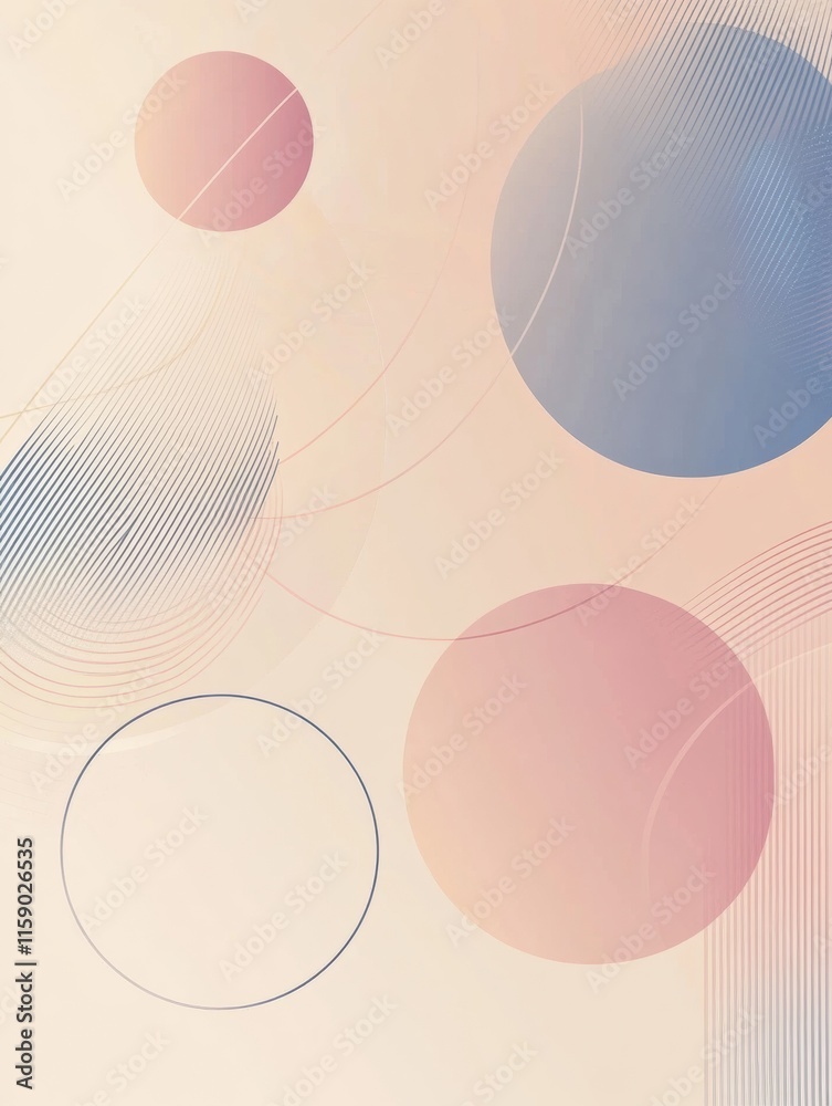 Leinwandbilder geometric design with pastel circles and lines providing ample space for creative text placement. ge