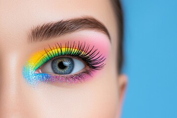 Obraz premium The girl's eyelashes sparkled with glitter, complementing her festive evening makeup.