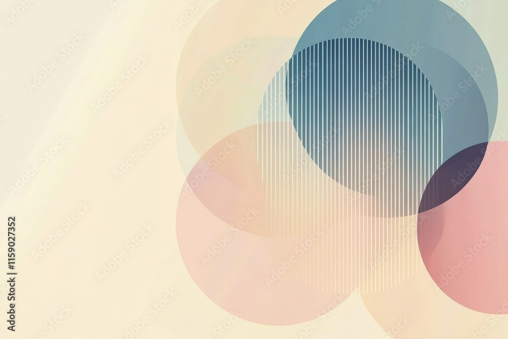 Poster Abstract geometric design featuring circles and lines in pastel tones with ample space for text and creative exploration. Generative AI