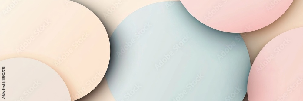Poster Abstract geometric design featuring pastel circles and lines with ample space for text or content. Generative AI