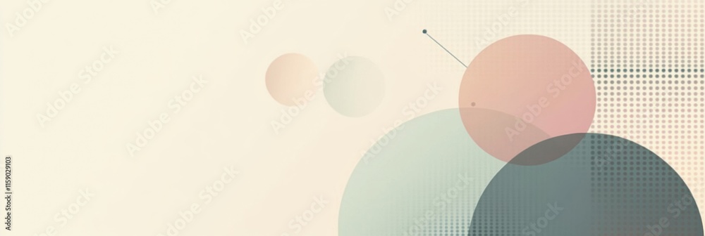 Aufkleber Geometric design featuring circles and lines in pastel tones with ample copy space for mock up and text placement. Generative AI