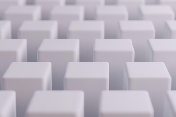 Fototapeta premium Uniform arrangement of white cubes creates visually striking pat